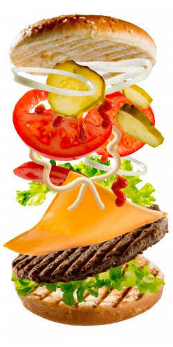 Hamburger - flying ingredients of hamburger